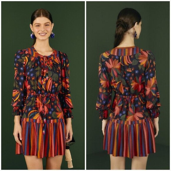 💕FARM RIO💕 Black Banana Sky Lenzing Ecovera Mini Dress XL - Picture 1 of 16